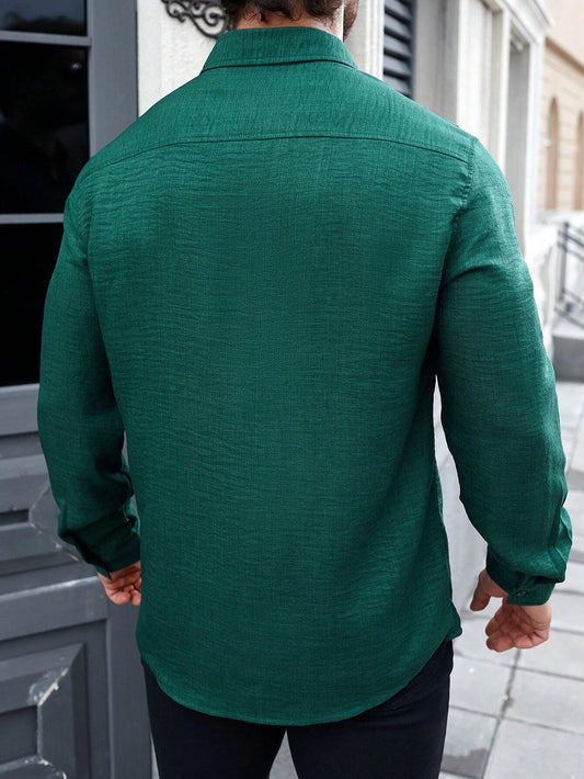 Dark Green Color Royal Cotton Full Sleeves Plain Shirt for Mens