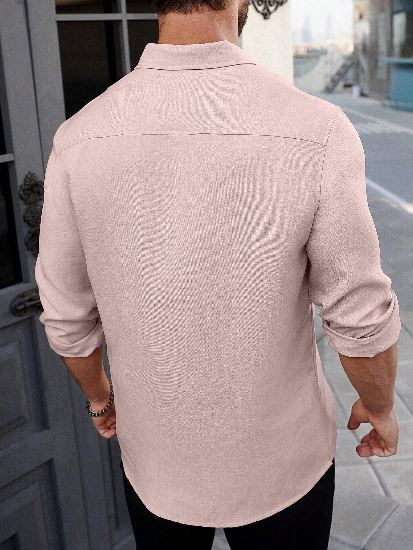 Pink Color Royal Cotton Full Sleeves Plain Shirt for Mens