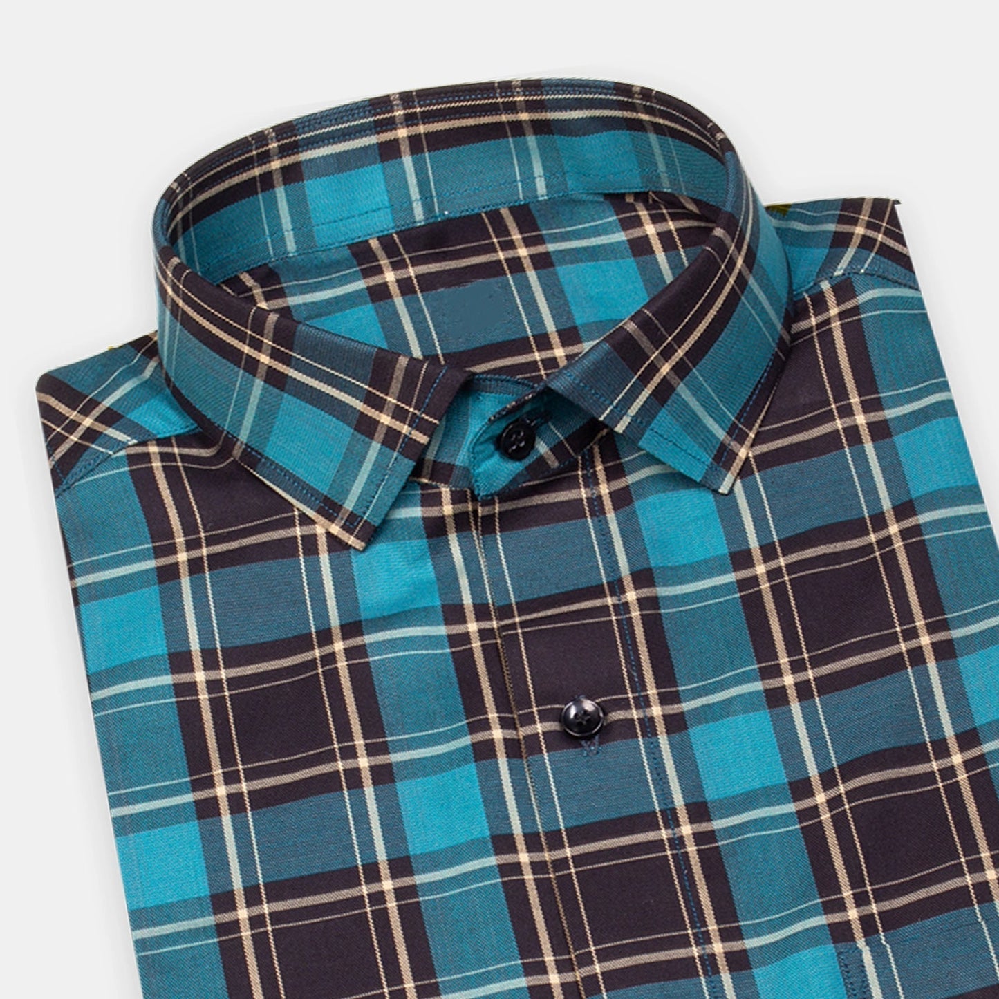 Joysome Men's Full Sleeves Checks Formal Shirt Premium Collection Cotton Fabric English Blue Color