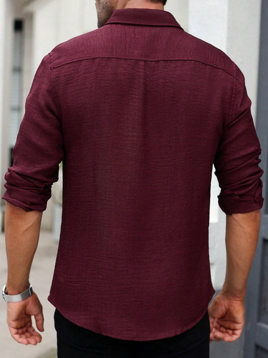 Maroon Color Royal Cotton Full Sleeves Plain Shirt for Mens