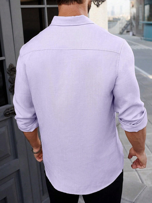 Purple Color Royal Cotton Full Sleeves Plain Shirt for Mens