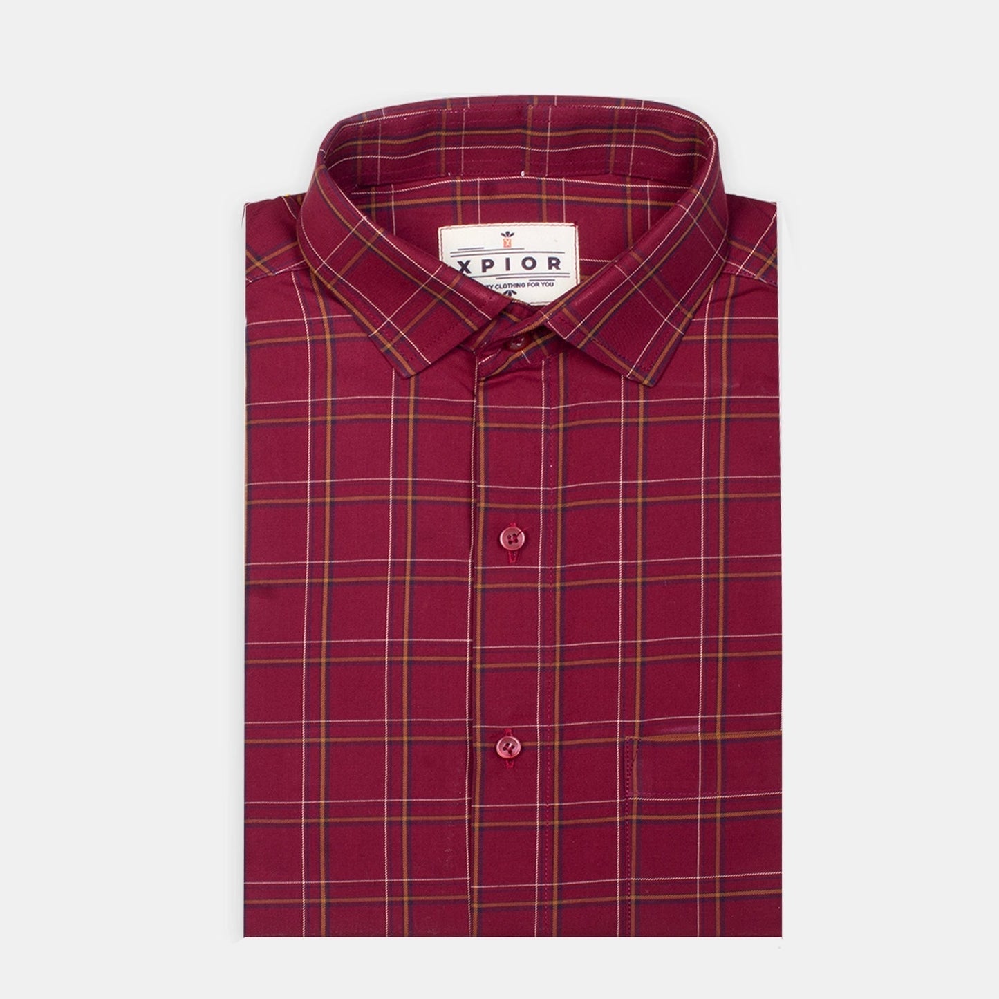 Impressive Men's Full Sleeves Checks Formal Shirt Premium Collection Cotton Fabric Dark Pink