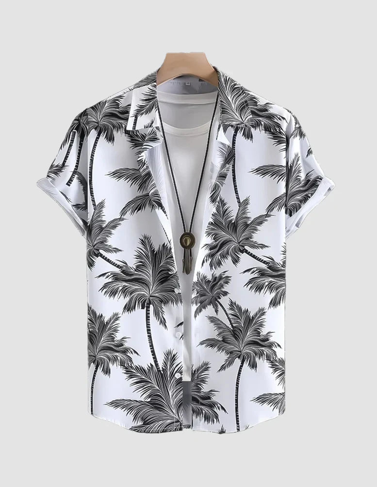 Coconut Tree Digital Printed Half Sleeves Cotton Material Mens Shirt