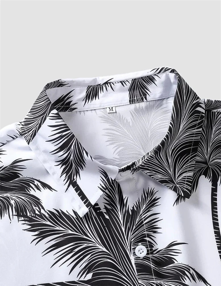 Coconut Tree Digital Printed Half Sleeves Cotton Material Mens Shirt