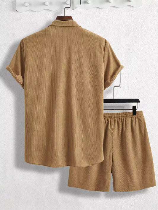 CORDS BROWN POCKET Design Mens Half Sleeves Premium Cords Cotton Material