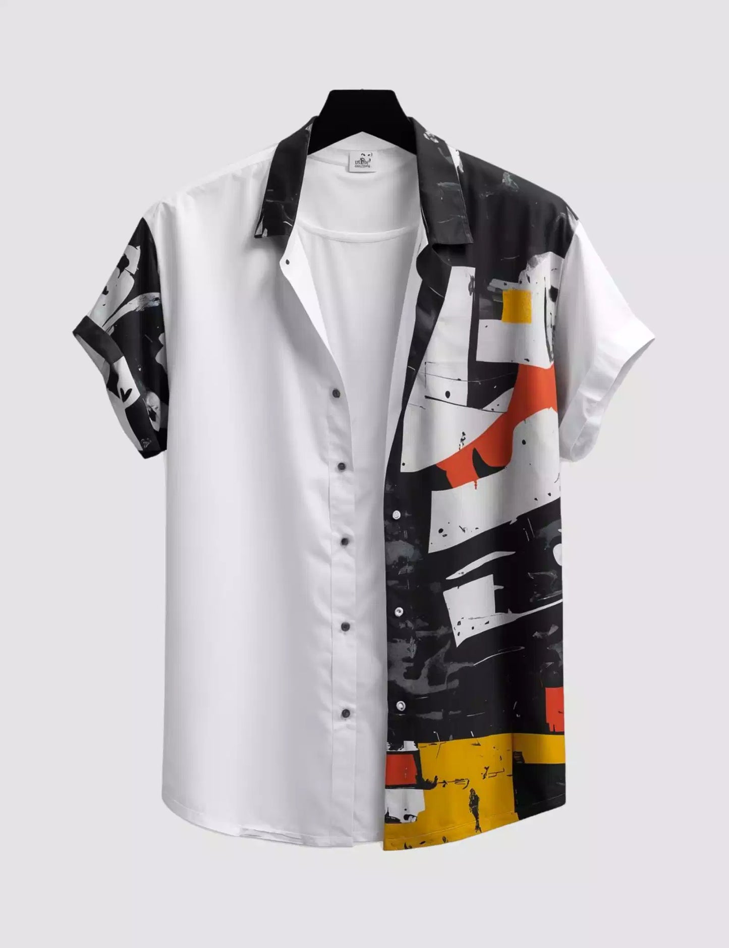 Black and White Digital Printed Half Sleeves Cotton Material Mens Shirt Exclusive Super Sale