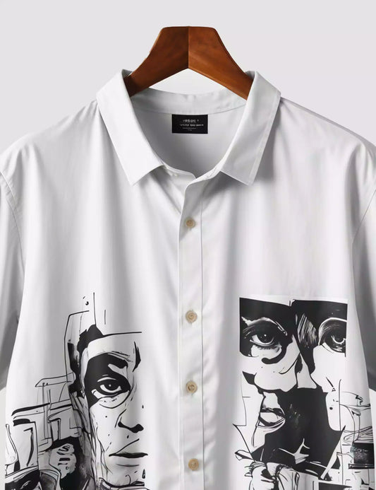 White Face Printed Designer Men's Half Sleeves Printed Shirt Exclusive Super Sale