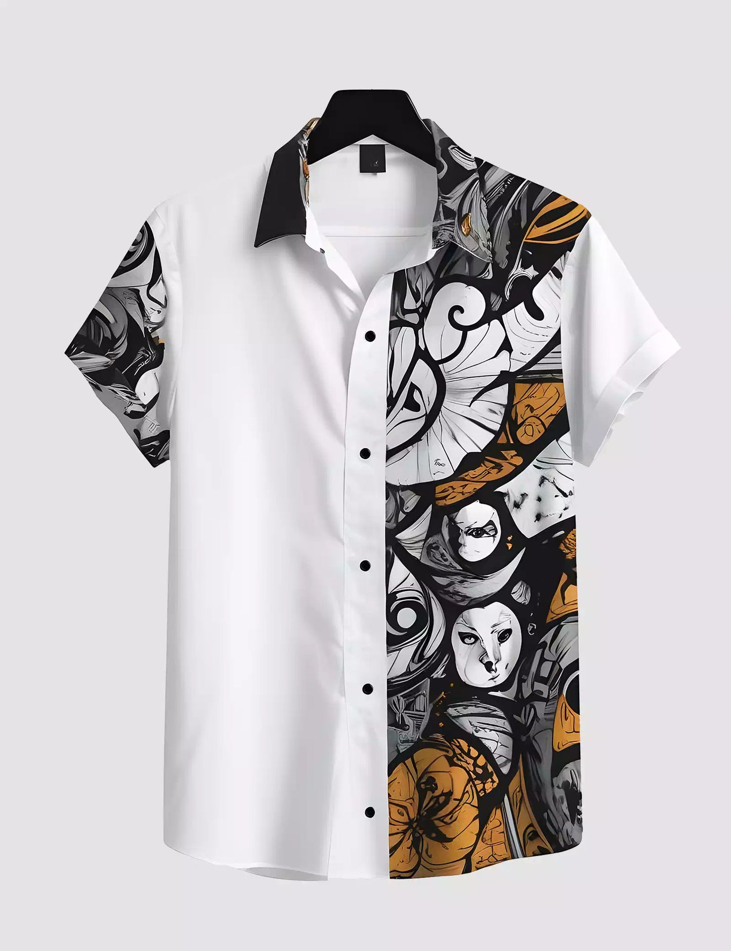 White Half Face Printed Designer Men's Half Sleeves Printed Shirt Exclusive Super Sale