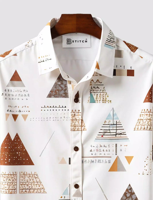 White Pyramid Printed Designer Men's Half Sleeves Printed Shirt Exclusive Super Sale