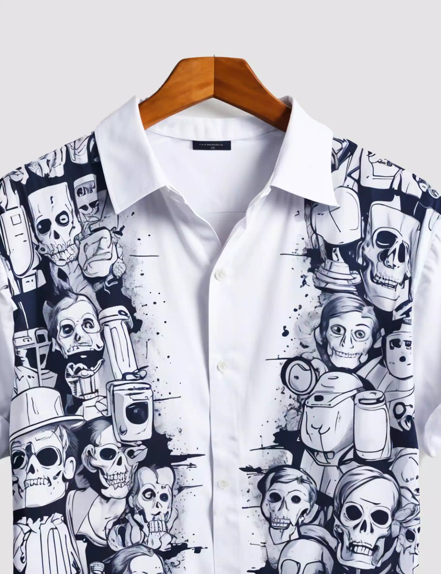 White Skulls Printed Designer Men's Half Sleeves Printed Shirt Exclusive Super Sale