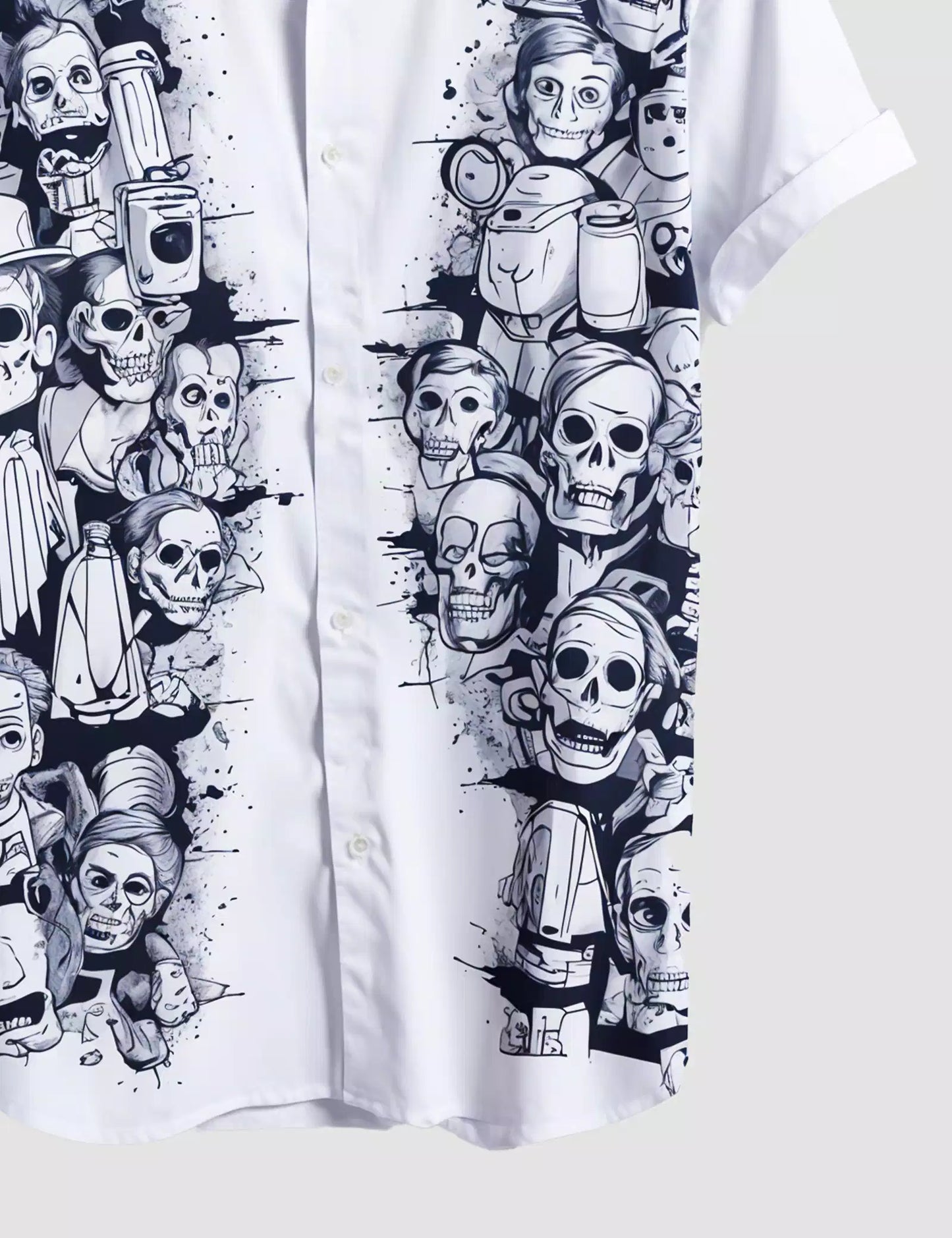 White Skulls Printed Designer Men's Half Sleeves Printed Shirt Exclusive Super Sale