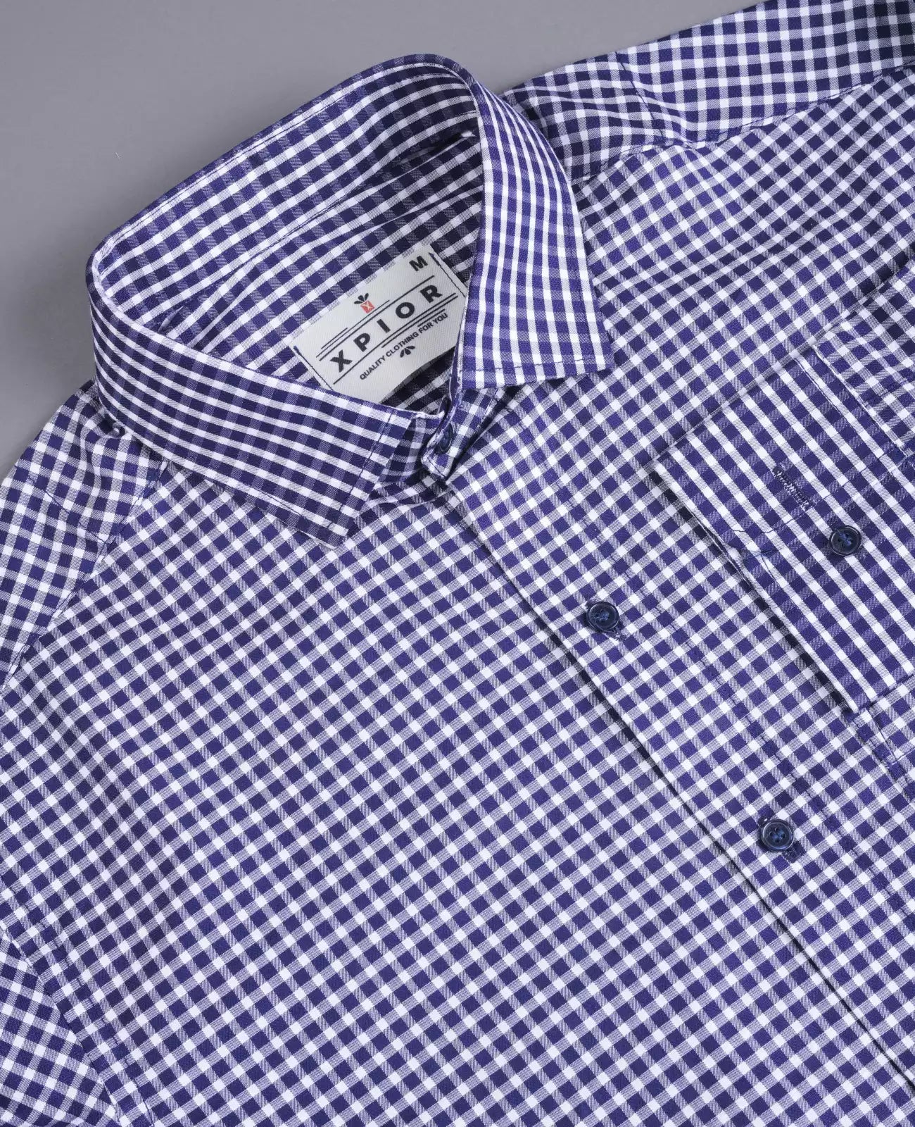 Spirited Men's Full Sleeves Mini Checks Formal Shirt Premium Collection Cotton Fabric Purple