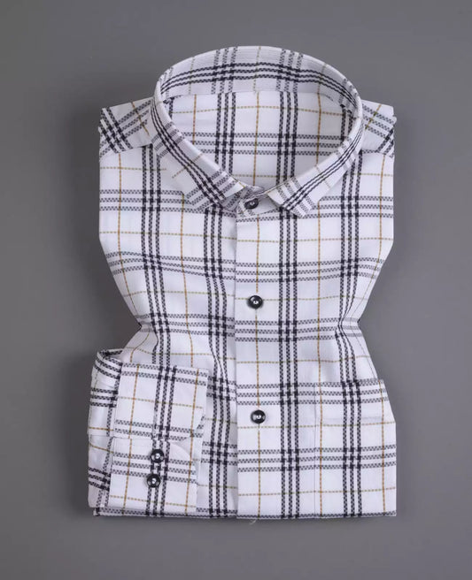 Men's Full Sleeves Mini Checks Shirt Premium Collection Cotton Fabric